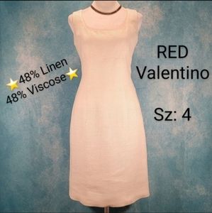 White "RED Valentino" Dress w/ High Waist, Gorgeous Textured Fabric & Lux Feel!